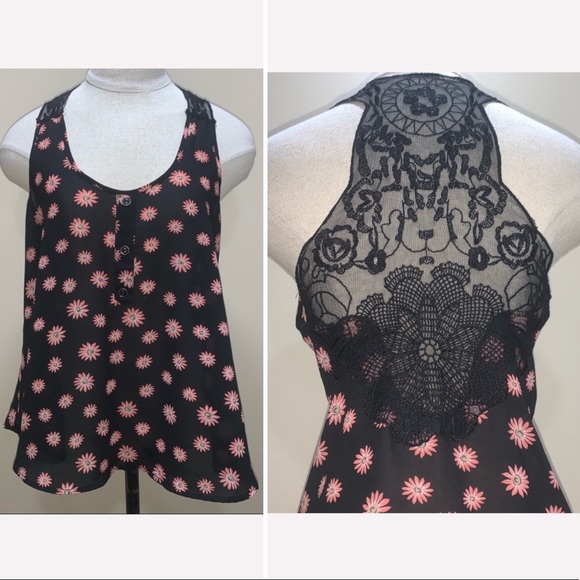 Sheer floral blouse with lace back - Picture 2 of 7